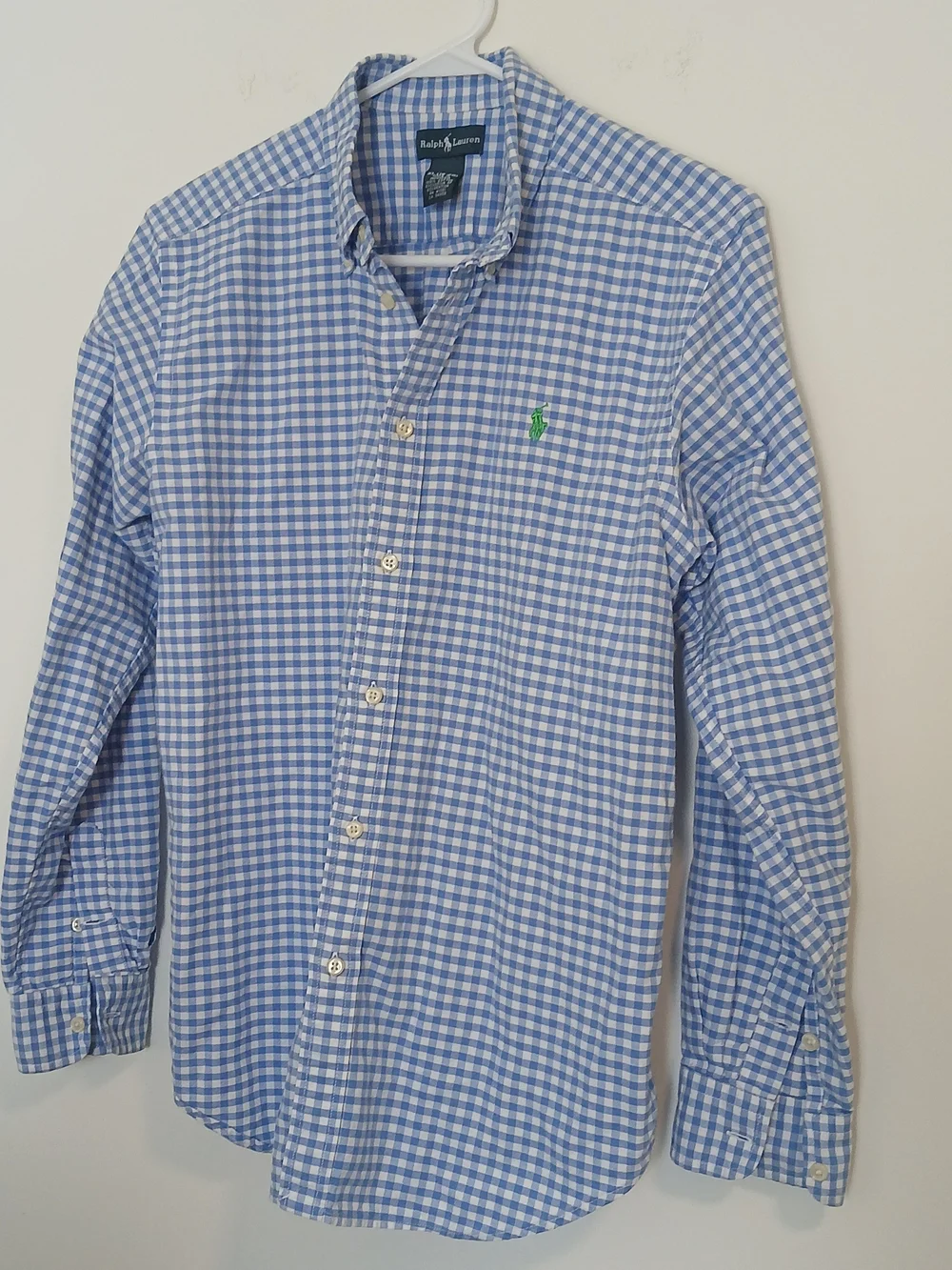 Ralph Lauren Boys (18-20) Blue & White Gingham Button-Down Shirt